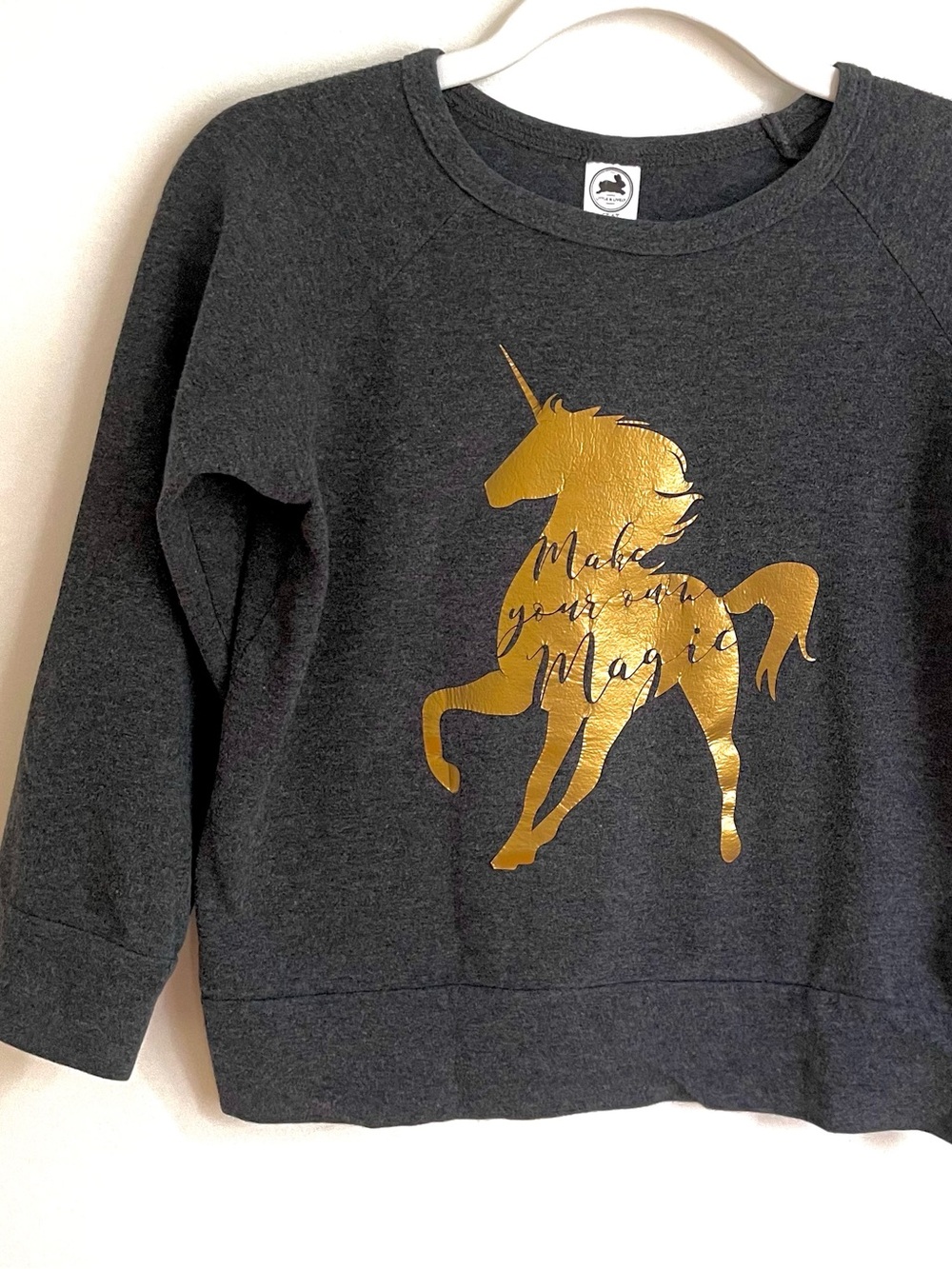 🇨🇦 Little & Lively Unicorn Sweatshirt, Make Your Own Magic, Gray & Gold, So Soft